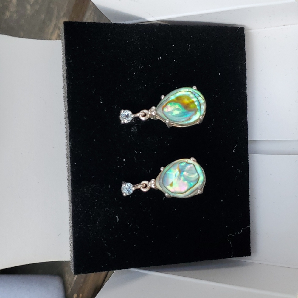 Vintage Avon Sterling silver Abalone drop earrings
